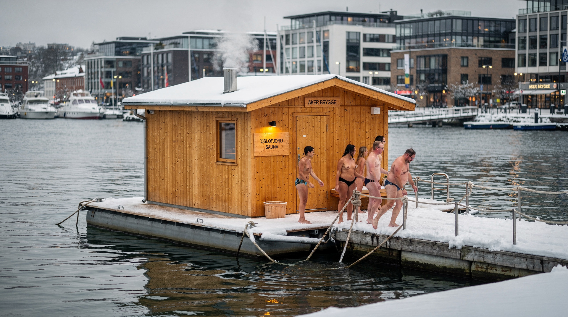 Floating saunas — Self-service and private fjordside saunas with cold-plunge swims in the city